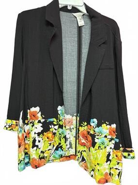 NEW MULTIPLES women's floral top in black / multi
